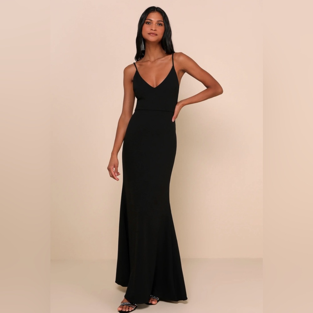 NEW Lulus Infinite Glory Black Maxi Dress